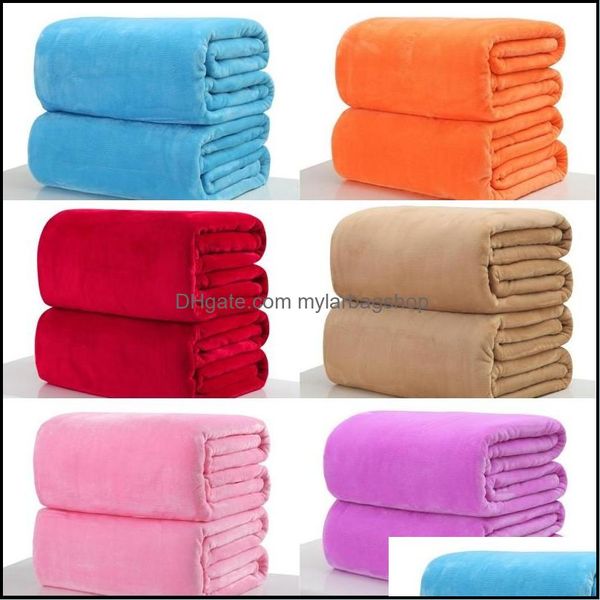 

blankets warm flannel fleece soft solid bedspread plush winter summer throw blanket for bed sofa 44 v2 drop delivery 2021 home garden dhi5o