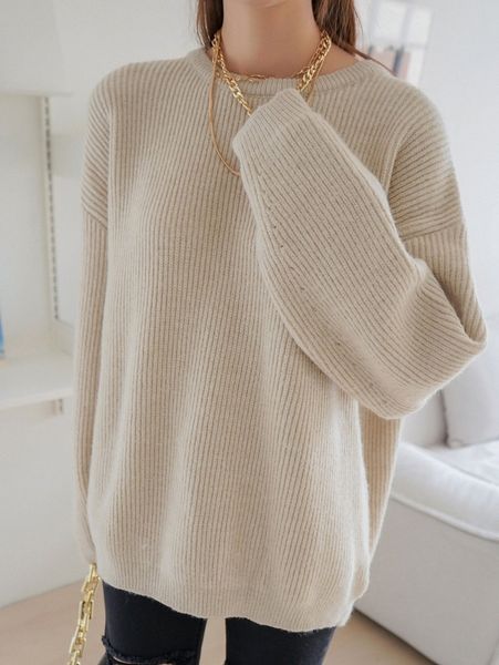 

dazy ribbed knit drop shoulder oversized sweater 70bo#, White;black