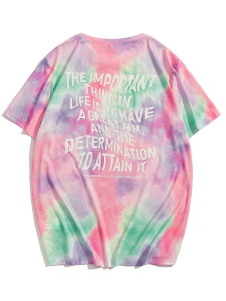 

men tie dye & slogan graphic t-shirt s6cq#, White;black
