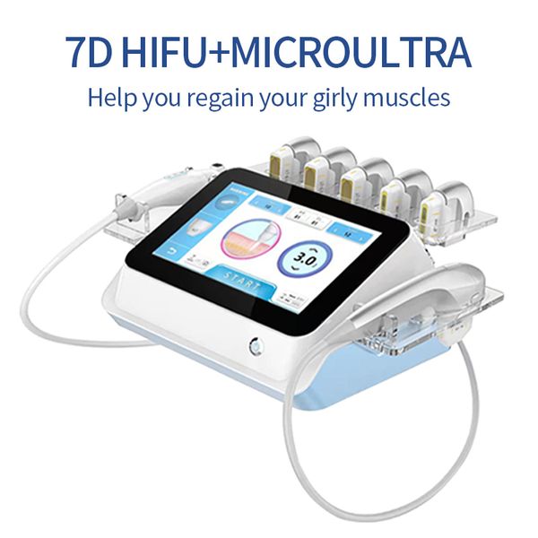 

multi-functional beauty equipment facial 7d hifu & microultra machine for skin tightening and skin lifting, Black;white