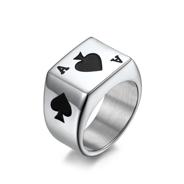

cluster rings punk hip hop gambler lucky ace of hearts/ace spades ring for men women fashion poker jewelry gift wholesale, Golden;silver