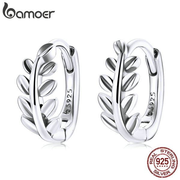 

hoop huggie 925 sterling silver leaf ear buckles earring simple classic hoop earrings for women statement jewelry bse500 230206, Golden;silver