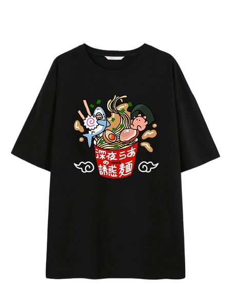 

romwe x namelessmm2 noodles print tee s6fm#, White