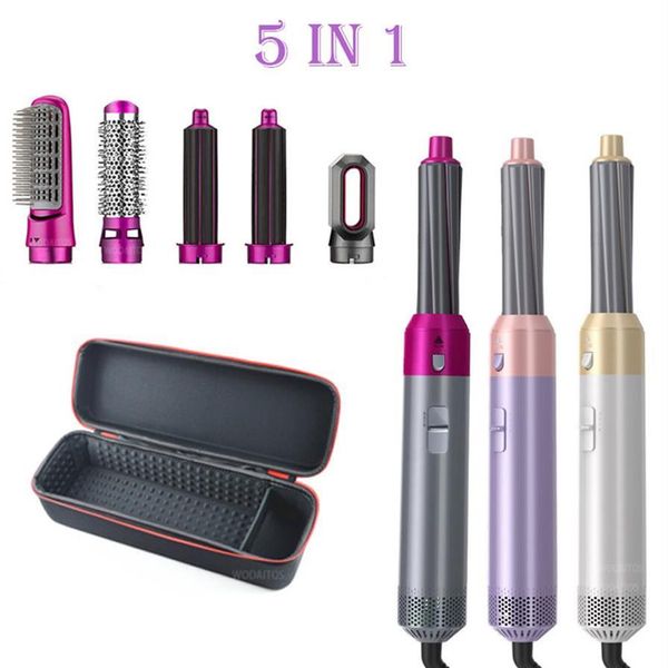 

hir trap electric hair dryer 5 in 1 hair comb negative ion straightener brush blow dryer air detachable wrap curling wand brush 22258z