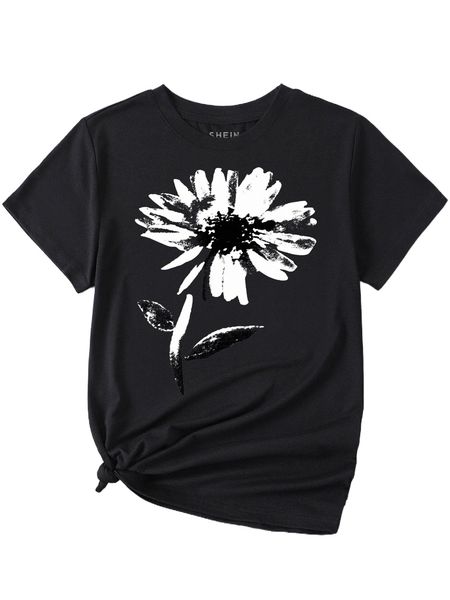 

floral print tee 744o#, White