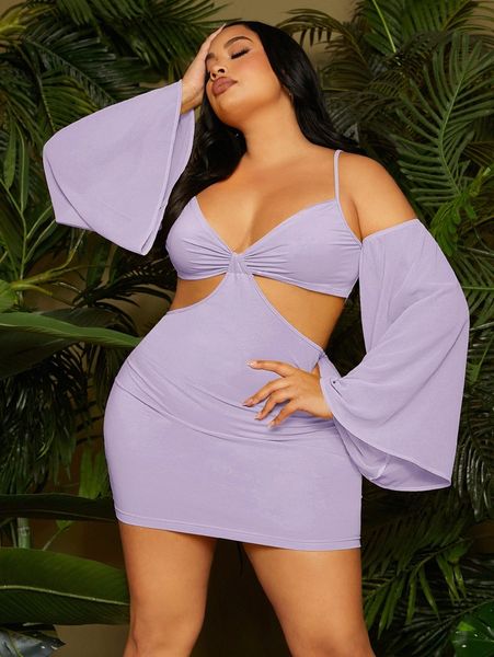 

sxy plus sweetheart ruched cut out waist dress g5vn#, Black