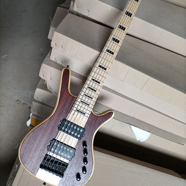 

6 strings neck-thru-body electric bass guitar with active pickups maple fretboard