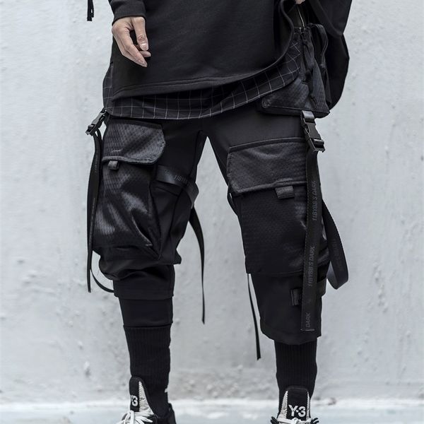 

techwear cargo pants men black japanese streetwear jogger 220325