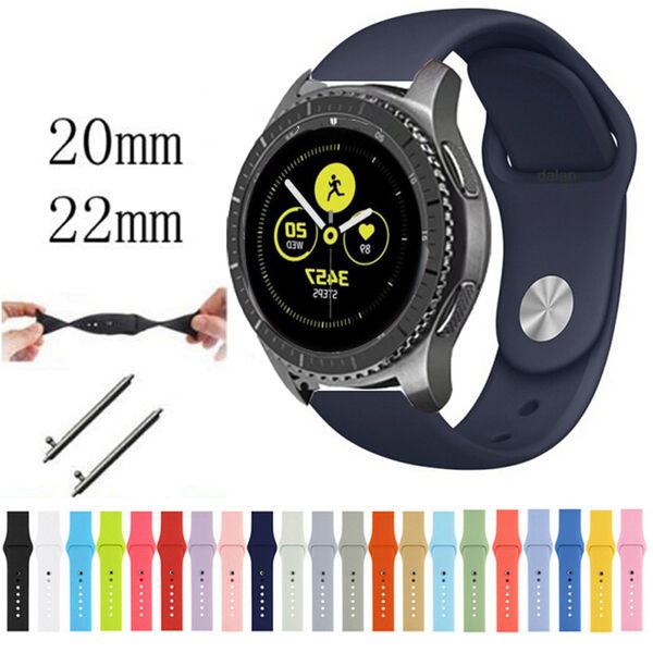 

90 colors sports silicone watch band for smart watch samsung galaxy watch replacement strap watchband bracelet 18mm 20mm 22mm