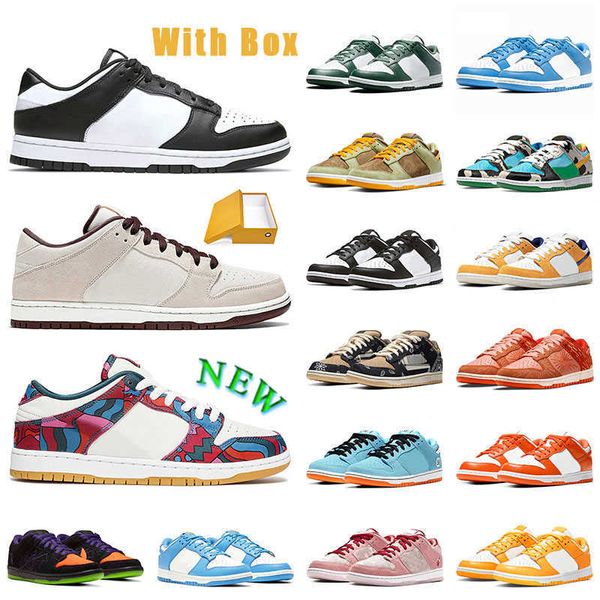 

panda 2022 sbs mens womens casual shoes fashion low chunky dunky abstract art dusty oliver trav university red blue barley paisley sneakers, Black