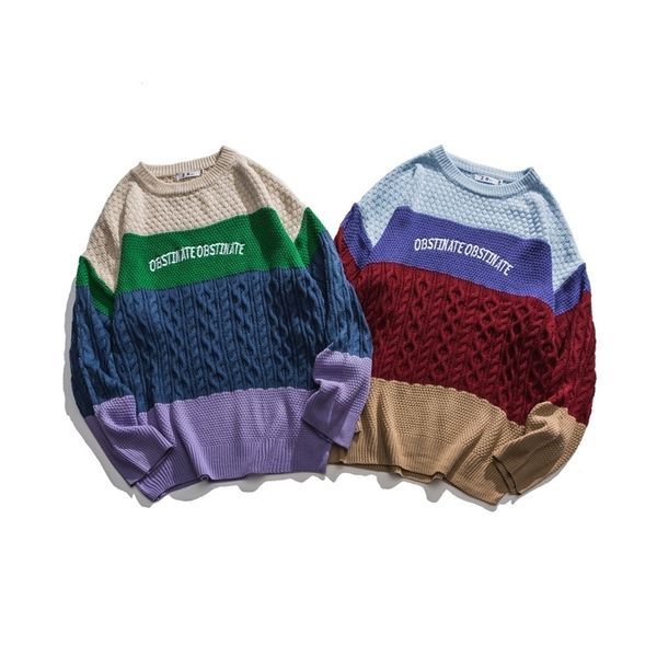 

lindsey seader hip hop men sweaters retro patchwork oversize acrylic streetwear harajuku autumn pullover men's sweaters 201203, White;black