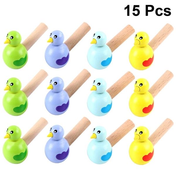 15 pz Fischietti per Uccelli in Legno Cartoon Fischio a Forma di Uccello Giocattolo per Bambini Fischio Educativo per il Regalo dei Bambini Colore Casuale 220706