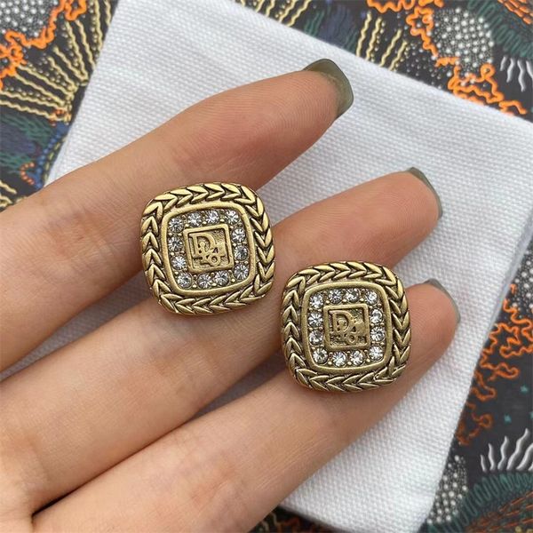 

65% off fine jewelry new square letter earrings female net red temperament diamond pair, Golden