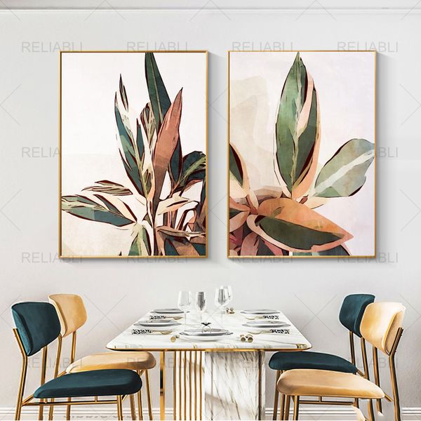 Nordic Flower Art Leinwand Malerei Bild Dekor Wandkunst Natur Botanische Blume Blätter Leinwand Poster Drucke Home Decor Cuadros