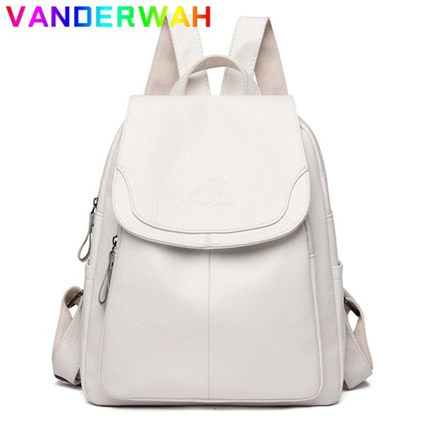 

white women backpack female leather backpacks ladies sac a dos school bags for girls large capacity travel back pack rucksacks 220514