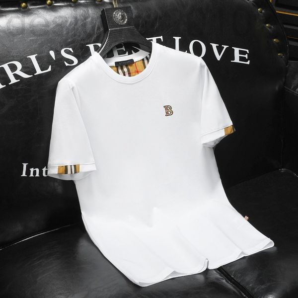 

men's t-shirts designer 22 summer new men's short sleeve korean slim round neck embroidered youth half mercerized cotton t-shirt, White;black