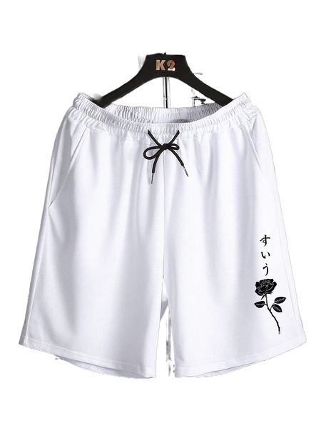 

romwe guys floral print shorts p6ro#, White;black