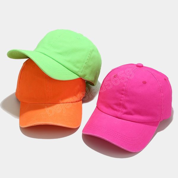 

fluorescent neon color baseball cap fashion streetwear hip hop snapback washed cotton baseball hat for men women, Blue;gray