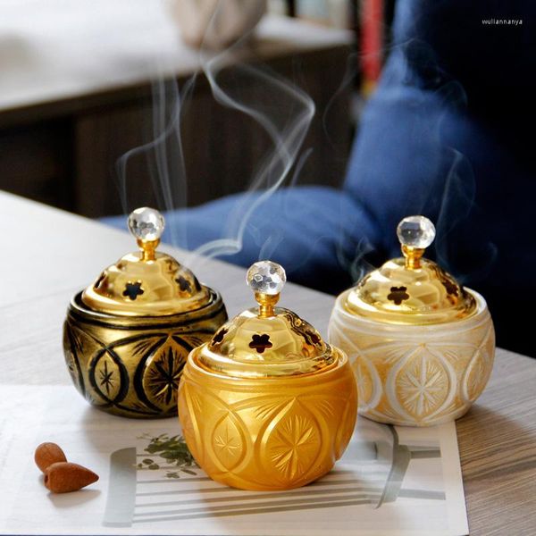 Lâmpadas de fragrâncias elegantes queimador de incenso aroma dourado difusor de renda de renda de resina fogão filtro Tela de filtro decoração de casa decoração