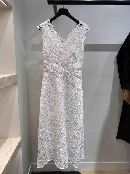 

casual dresses s family chunyuan spring and summer temperament lady sleeveless v-neck lace hollow out dress, Black;gray