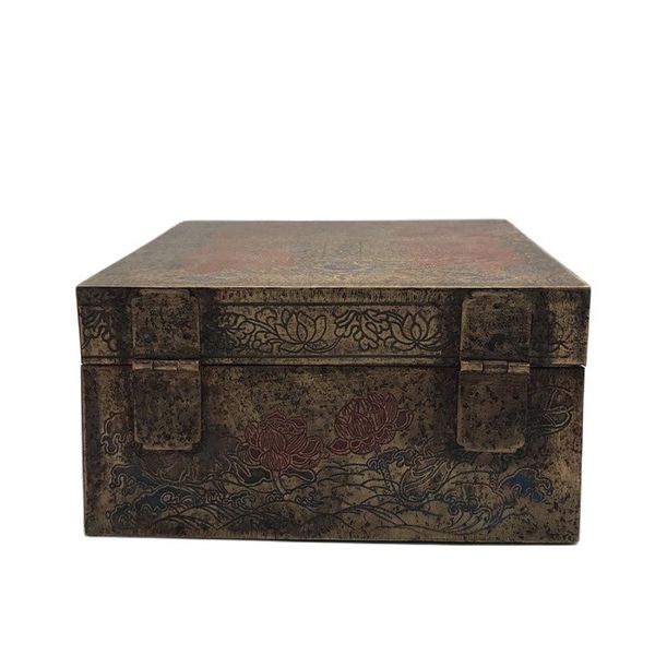 

chinese old antiques flowers and birds copper jewelry box, Black
