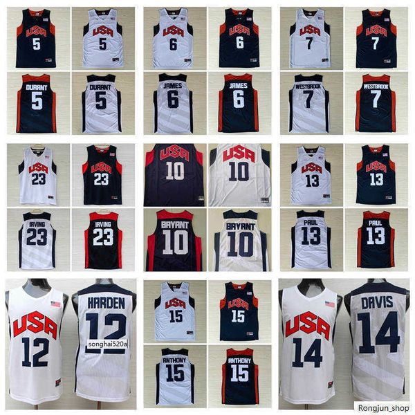 Basketball 2012 Team USA Jersey Kevin 5 Durant LeBron 6 James 12 Harden Russell 7 Westbrook Chris 13 Paul Deron 8 Williams Anthony 23 maillots