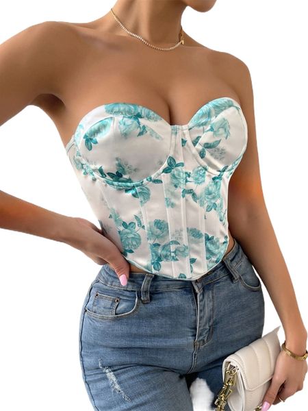 

x anitta floral print tube o966#, White