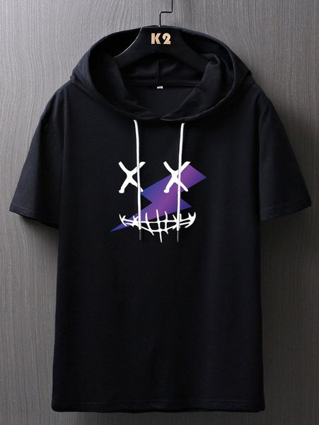 

romwe guys cartoon graphic drawstring tee c4mb#, White;black