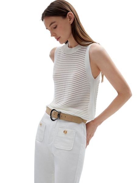 

motf premium viscose pointelle knit sweater vest v8h6#, White;black