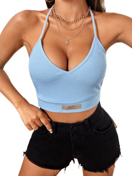 

patched detail halter e2y3#, White