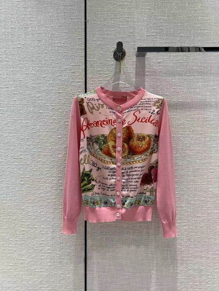 

2022 autumn milan runway sweaters o neck long sleeve women's sweaters high end jacquard cardigan designer sweater 0715-1, White;black