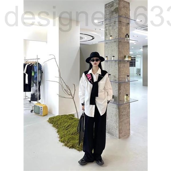 

women's blouses & shirts designer chaopai 22 early spring fake two-piece fashion knitted sleeve splicing design sense of minority 22ao, White