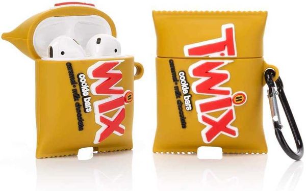 

airpods silicone case 3d cartoon funny cute cover compatible for apple airpods 1&2 [snacks series 1] (chocolate twix)