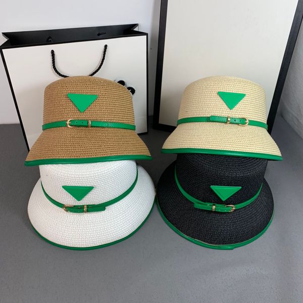 Luxo Designer Bucket Hat Hat Green Triangle Logo Straw Salaving Wide Brim Chats Cap Vmbxr