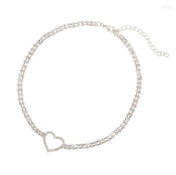 CHOKERS FASHI FASHI Full Diamond Love Necklace Wild Short Clavicle Chain Design di nicchia Simple Choker Red Woman Gioielli Godl22