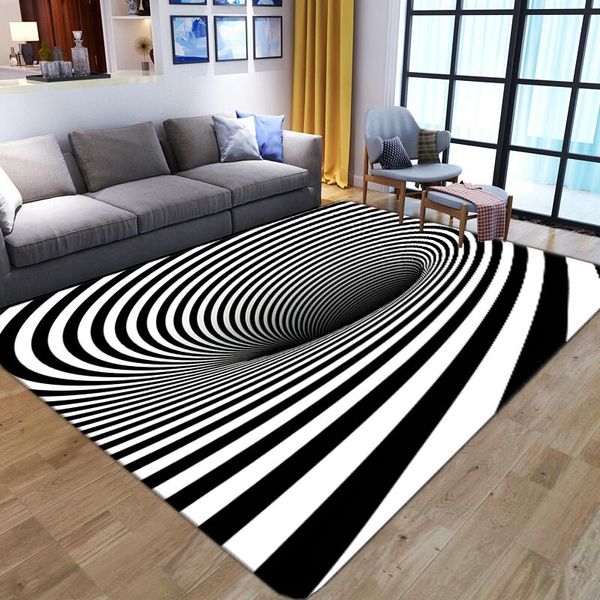 Tappeti Modern Geometric 3d Visual Vortex Per la casa Soggiorno Camera da letto Tappetino per porta Decor antiscivolo Tappeto per area giochi per bambini AlfombraTappeti