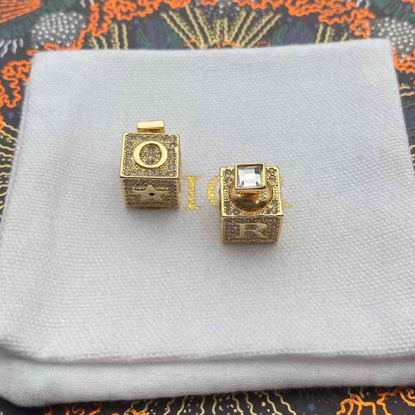 

70% off jewelry new diamond inlaid square dice earrings feminine fashion letter earrings, Golden