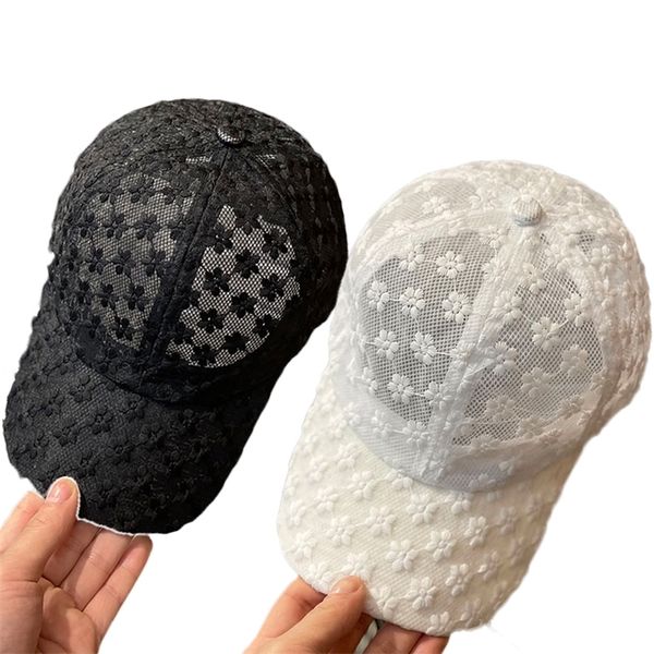 

hollow lace flower baseball cap summer anti uv breathable meshhats summer sports caps floral hat women girls 220617, Yellow