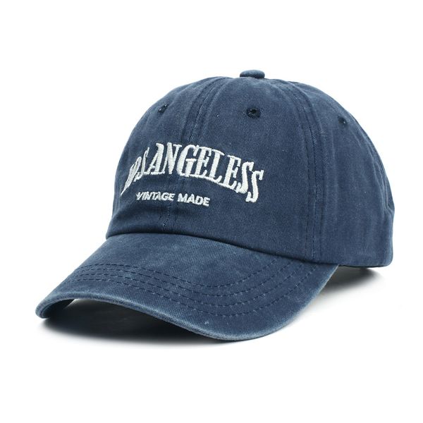 

men's baseball cap women's summer snapback caps los angeles letter embroidery cotton retro washed denim hat male beach, Blue;gray