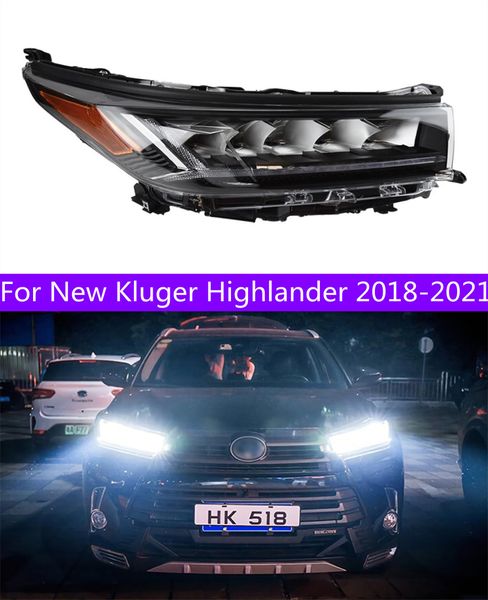 Piezas de faro delantero de coche para 20 18-2021 nuevo Kluger Highlander faros delanteros LED reemplazo DRL luz diurna proyector Facelift