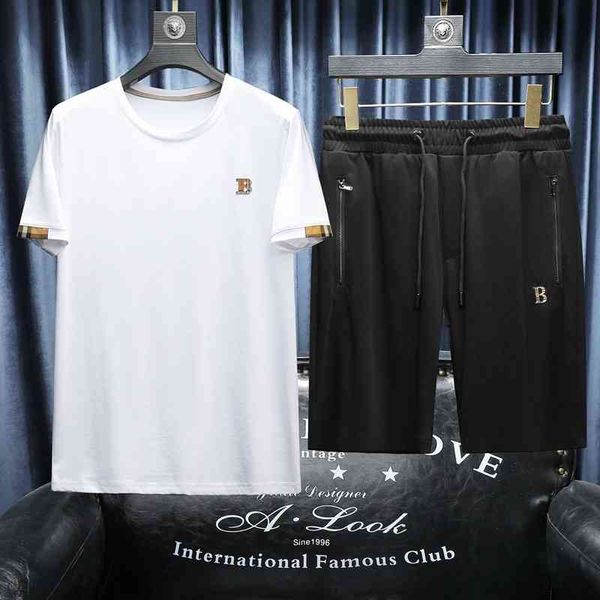 

men's sports fashion trend brand clothing 2022 summer new short sleeved casual sportswear, Gray