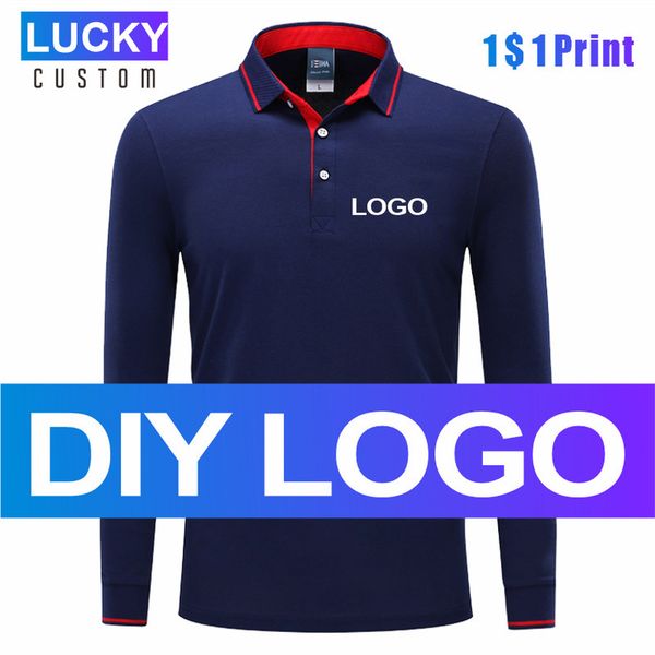 

men's long sleeve lapel polo shirt custom printed embroidered business casual 4xl 220608, White;black