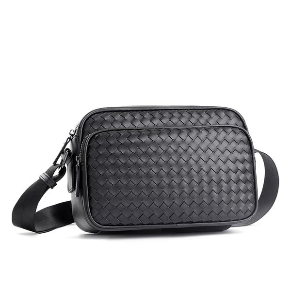 

3pcs messenger bags men pu weave black cross small crossbody bag