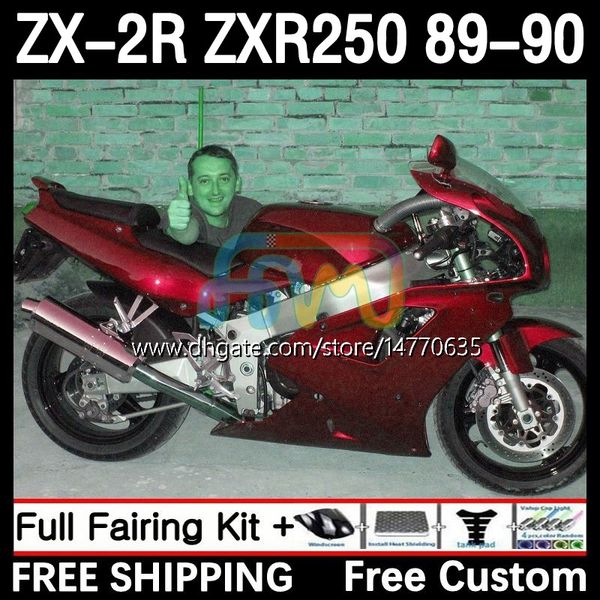 Corpo de motocicleta para kawasaki ninja zx2r zxr250 zx 2r 2 r r250 zxr 250 89-98 carroceria 8dh.86 zx2 r zx-2r zxr-250 89 90 ZX-r250 1989 1990 Fairings Fulling Kit Red Kit