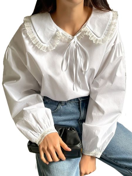 

dazy statement collar drop shoulder blouse p9ih#, White
