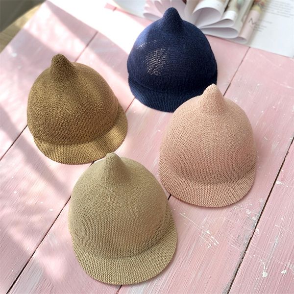 

born infant baby girl boy cute modeling children's straw hat toddler kid solid dome sunshade and windshield 6m-18m 220511, Yellow