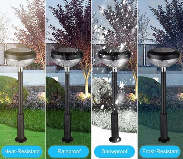 Solar-Gartenleuchte für den Außenbereich, wasserdichte Rasenlampe, LED-Edelstahl-Wegeleuchte für Hof/Gehweg/Terrasse/Auffahrt/Villa-Dekor