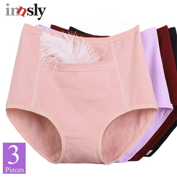 

3 piecespack 6xl big size panties women underwear with pocket female cotton briefs large size ladies panties candy colors y200425, Black;pink