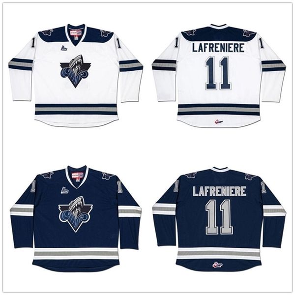 Nikivip Alexis Lafreniere #11 Rimouski Oceanic CHL Marineblau Weiß Eishockeytrikot Herren genähte Trikots mit individueller Nummer und Namen