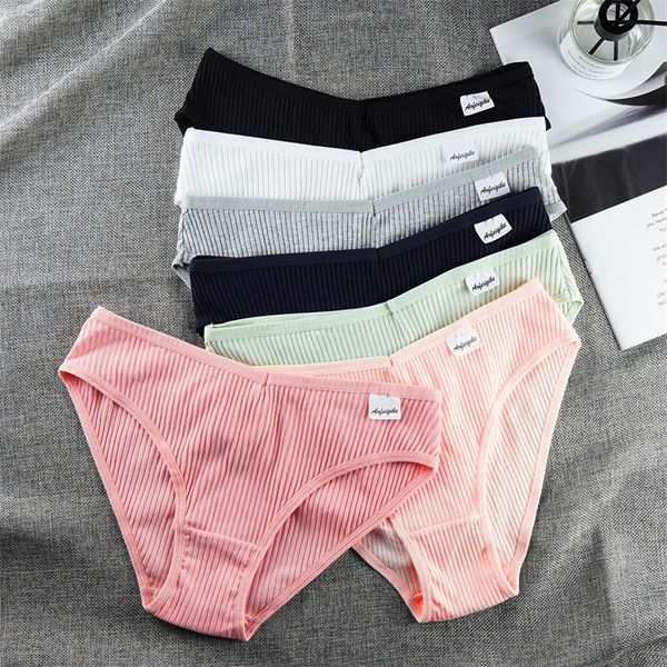 

3 pcs/lot women underwear lingerie femme cotten panties pink girls briefs mid-rise plus size s-4xl 220426, Black;pink